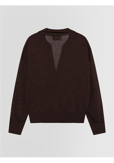 Alpha Studio Effortlessy integral polo in shiny viscose  Brown ALPHA STUDIO |  | AD-6161B2009